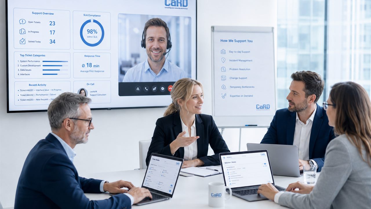 CaRD SAP-Experten im Besprechungsraum – flexibles SAP-Resourcing vom Einzelexperten bis zum Team