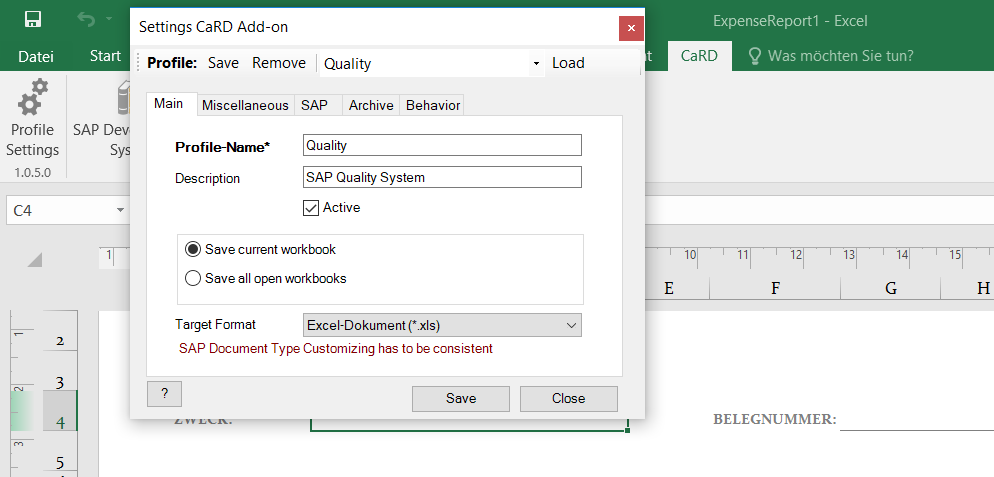 Excel Addin for SAP